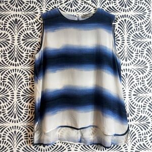 Marella Deep Blue Garner Semi Sheer Silk Tank Top